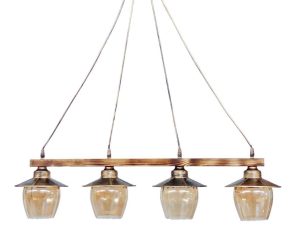 Φωτιστικό Οροφής – Ράγα R-98 Cable 30-0070 4/Ε27 Φ15x90x80cm Natural Wood Honey Heronia